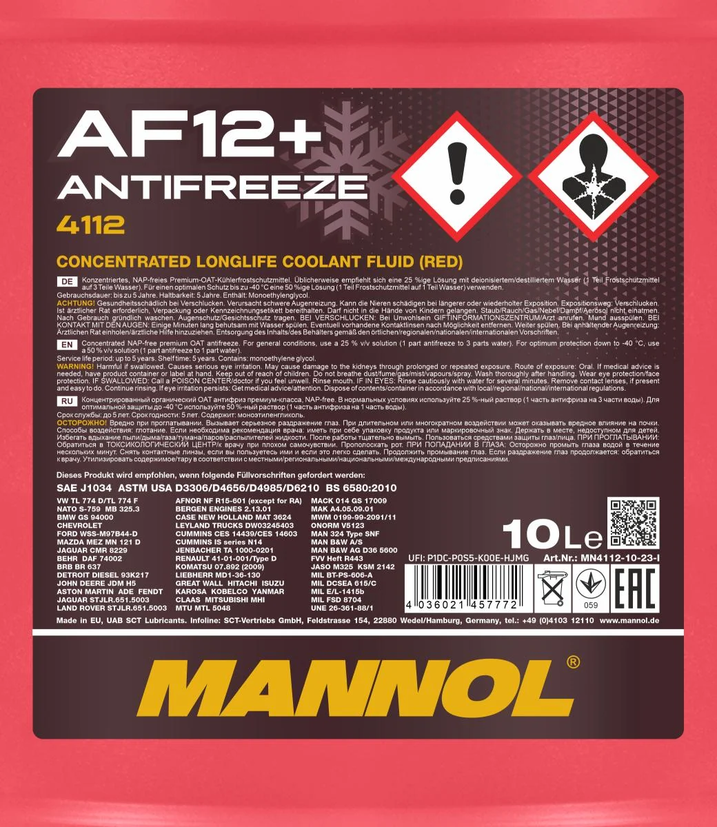 MANNOL® - MN411210 - Antifreeze AF12+ Longlife 10L