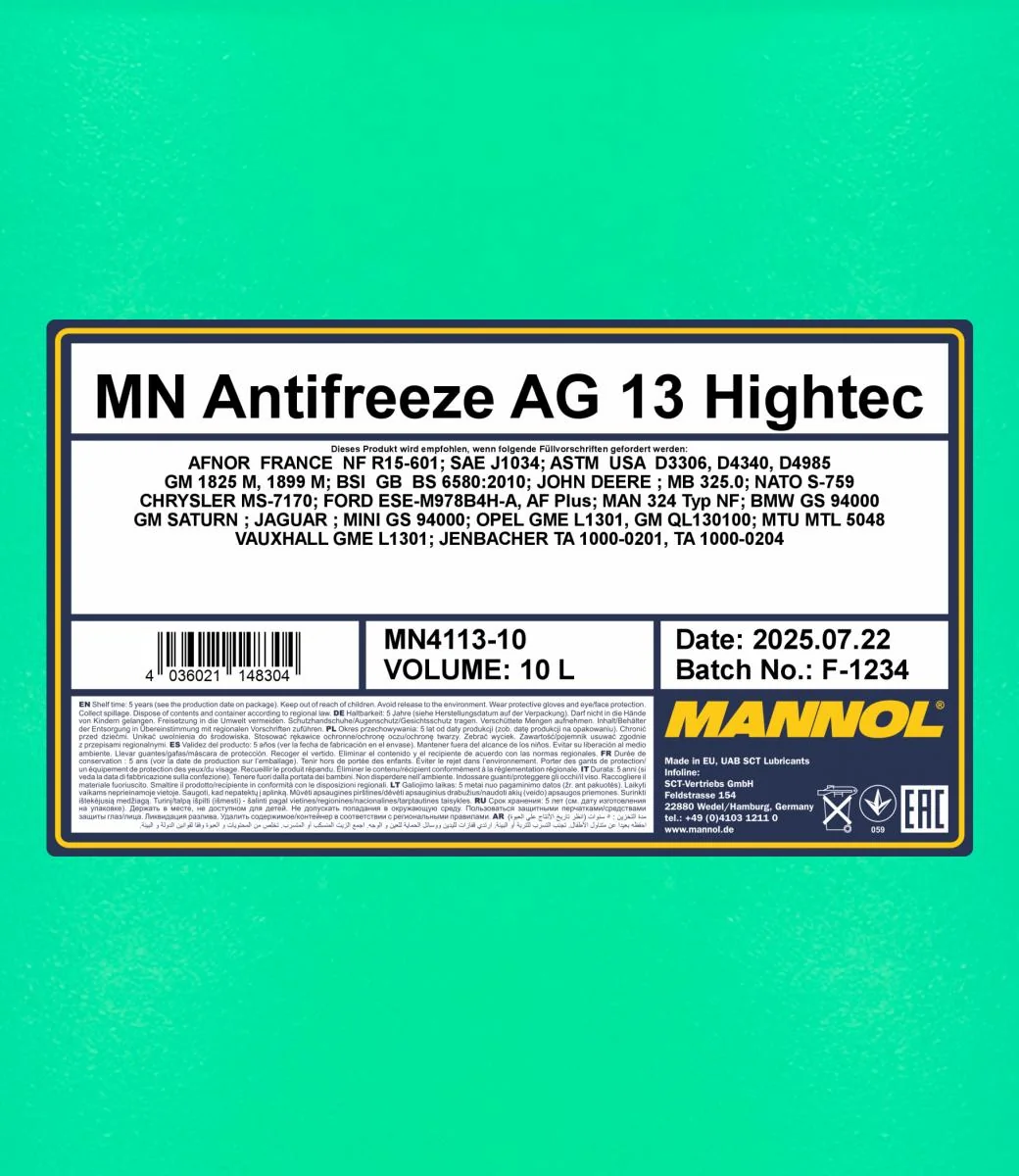MANNOL® - MN411310 - Antifreeze AG13 Hightec 10L