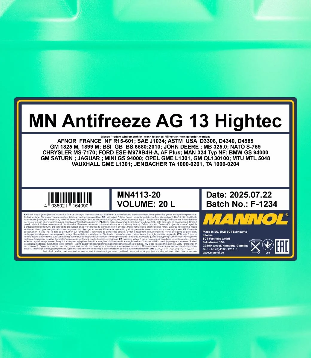 MANNOL® - MN411320 - Antifreeze AG13 Hightec 20L