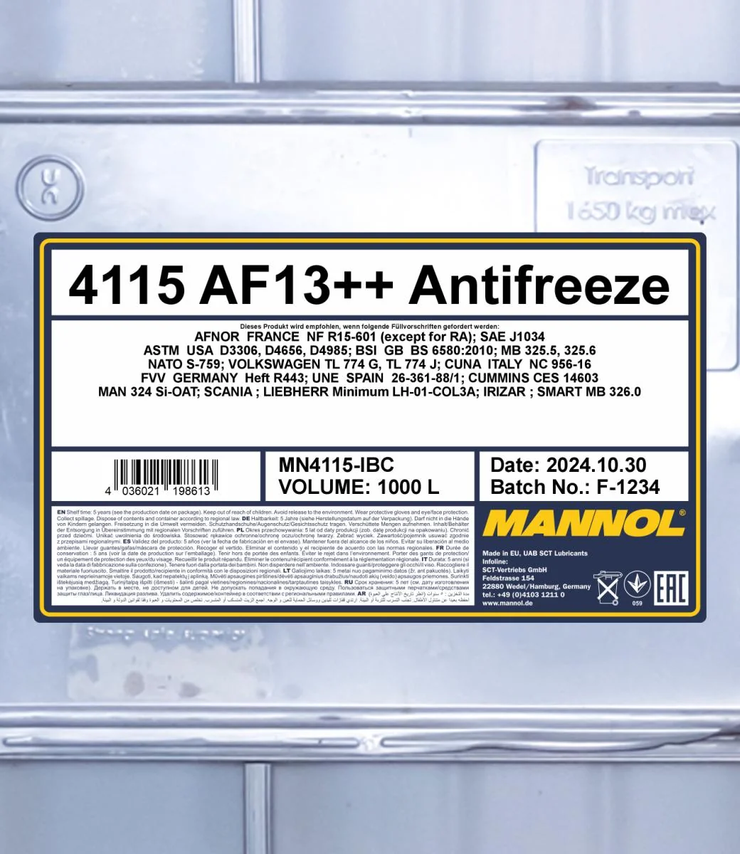 MANNOL® - MN4115IBC - Antifreeze AF13++ 1000L