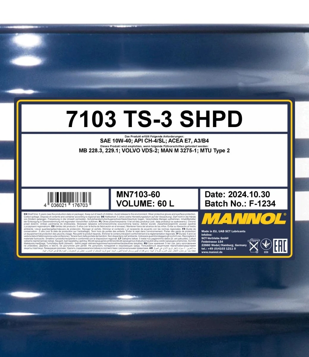 MANNOL® - MN710360 - TS-3 SHPD 10W-40 Mineral 60L