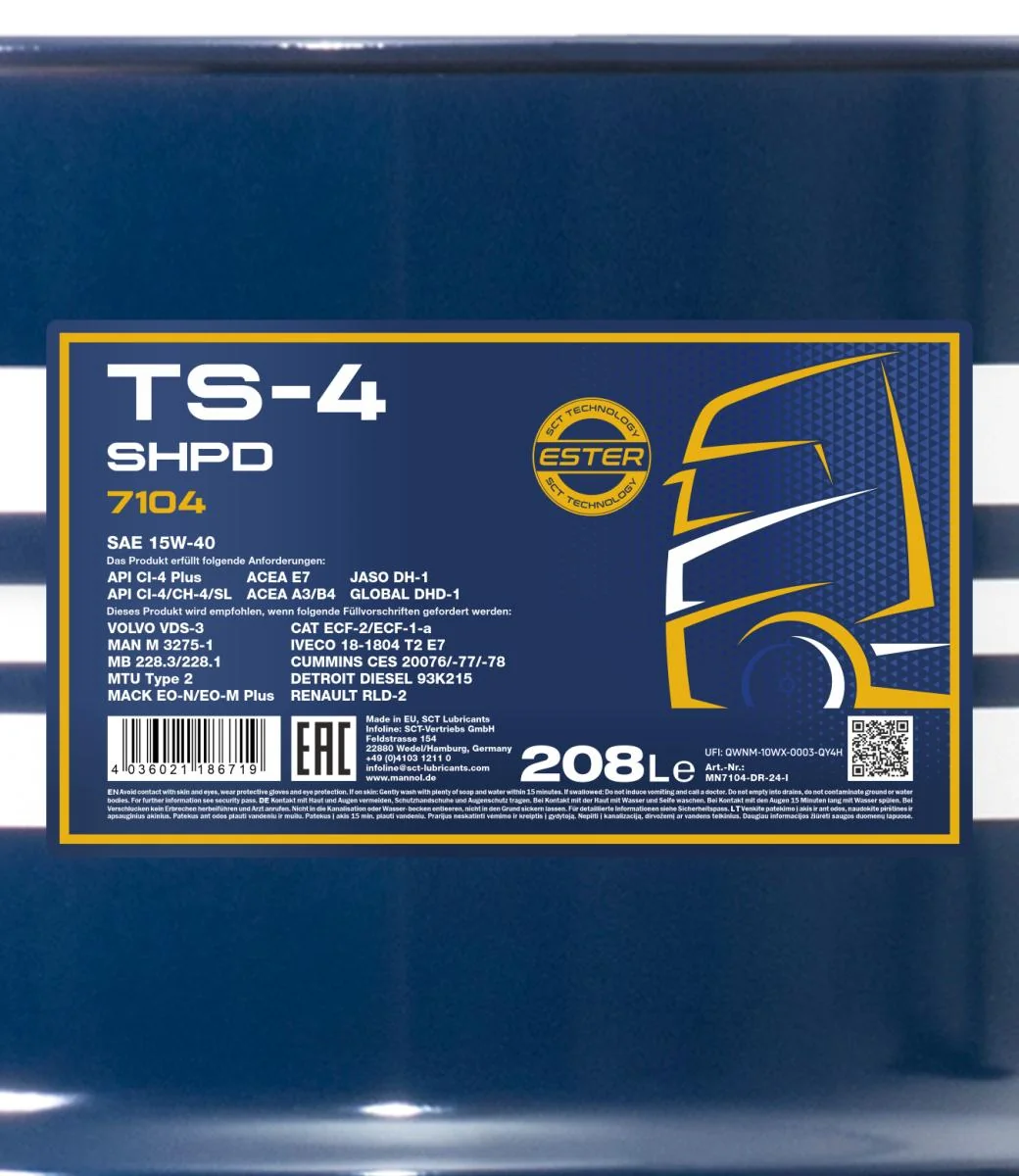 MANNOL® - MN7104DR - TS-4 SHPD 15W-40 Extra 208L