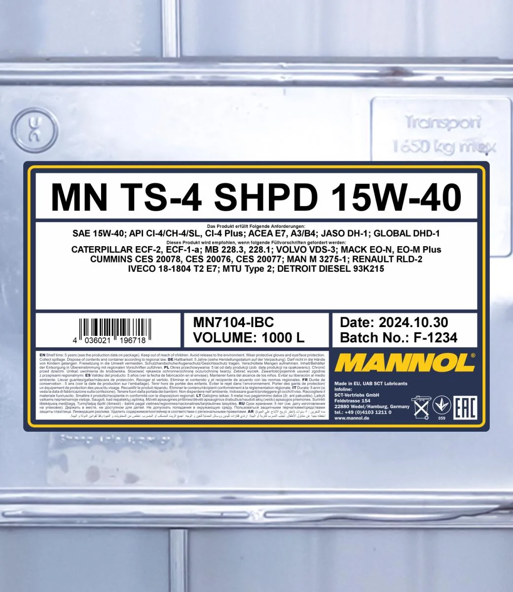 MANNOL® - MN7104IBC - TS-4 SHPD 15W-40 Extra 1000L