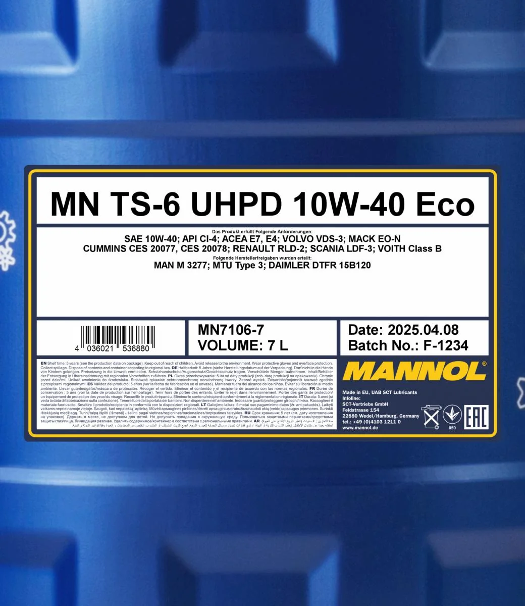 MANNOL® - MN71067 - TS-6 UHPD 10W-40 Eco 7L