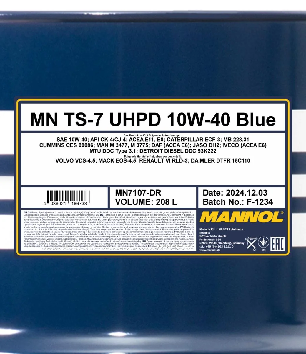 MANNOL® - MN7107DR - TS-7 UHPD 10W-40 Blue 208L