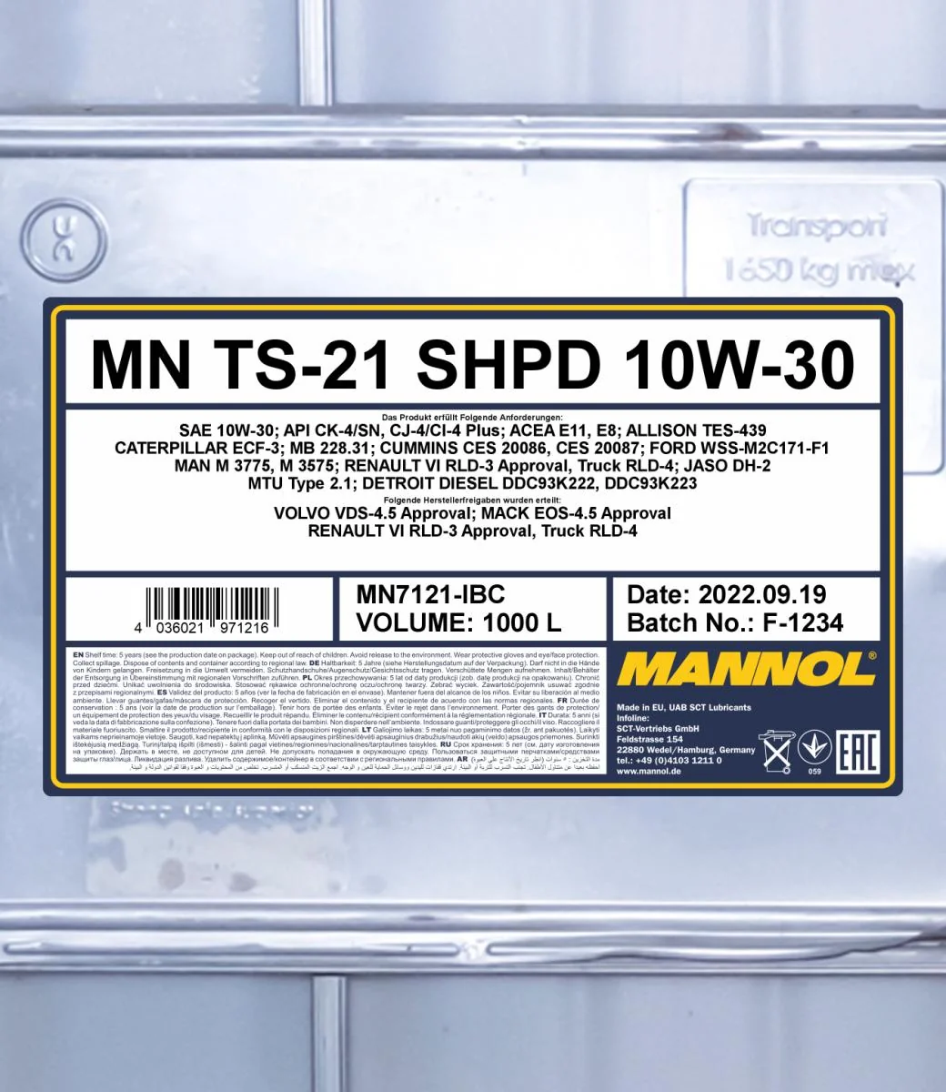 MANNOL® - MN7121IBC - TS-21 10W-30 SHPD 1000L