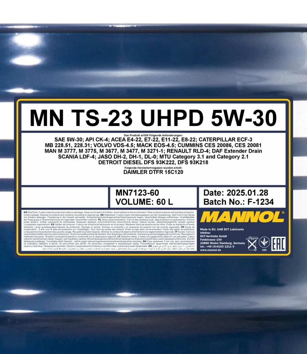 MANNOL® - MN712360 - TS-23 UHPD 5W-30 60L