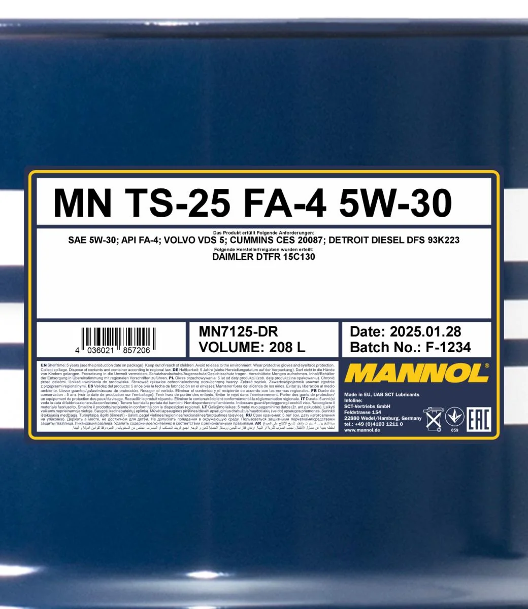 MANNOL® - MN7125DR - TS-25 FA-4 5W-30 208L