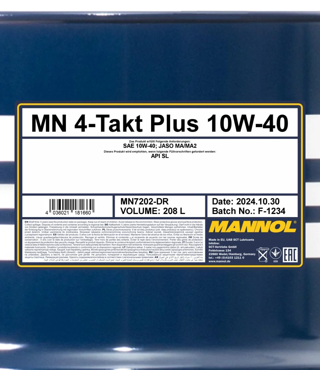 MANNOL® - MN7202DR - 4-Stroke Plus 10W-40 208L