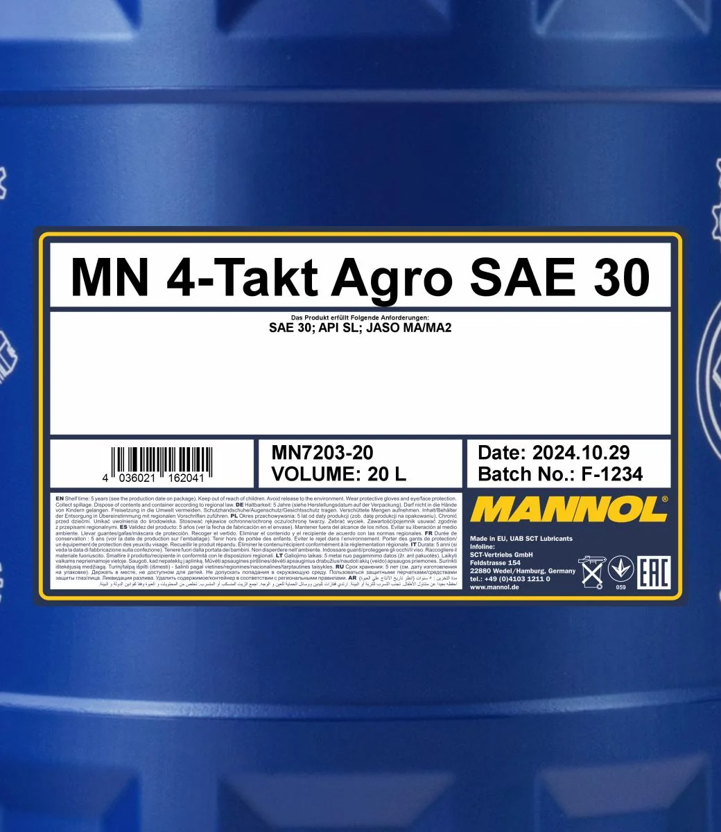 MANNOL® - MN720320 - 4-Stroke Agro SAE 30 20L