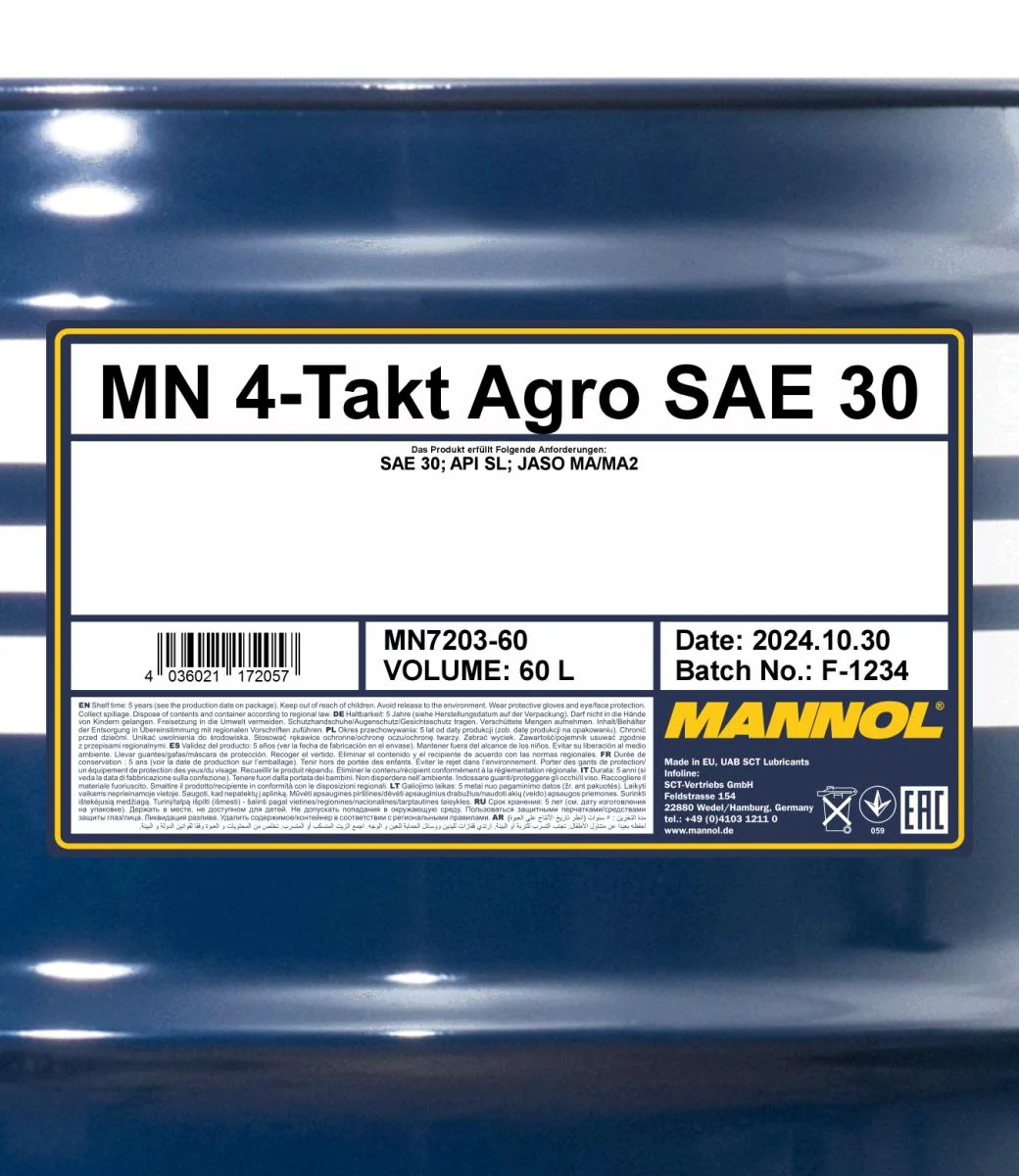 MANNOL® - MN720360 - 4-Stroke Agro SAE 30 60L
