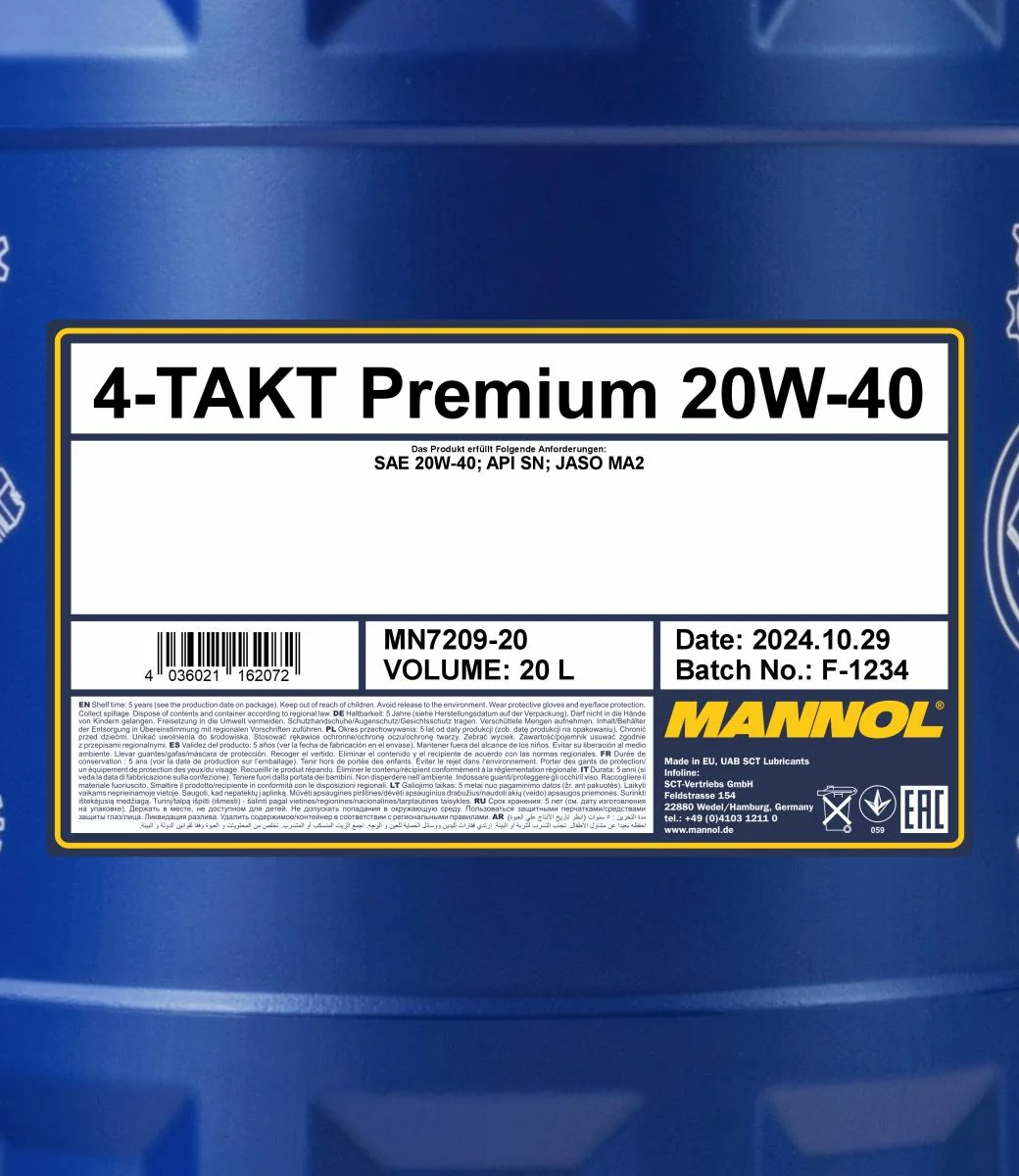 MANNOL® - MN720920 - 7209 4-Stroke Premium 20W-40 20L