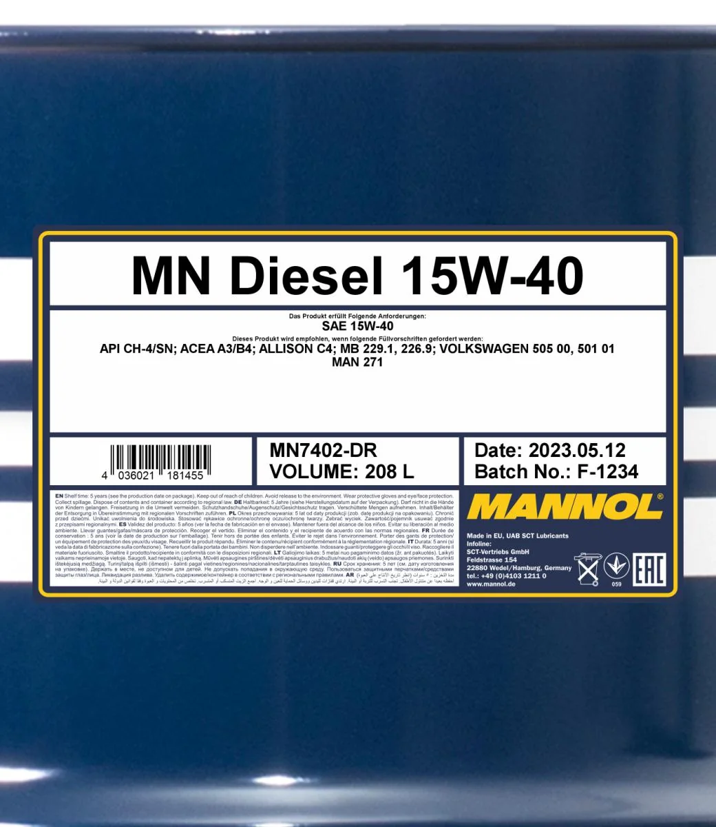 MANNOL® - MN7402DR - Diesel 15W-40 208L