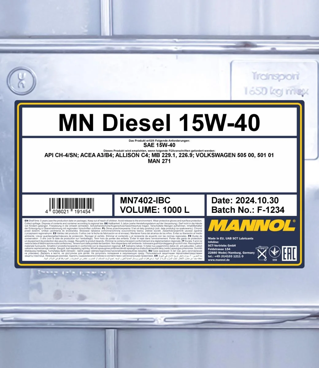 MANNOL® - MN7402IBC - Diesel 15W-40 1000L