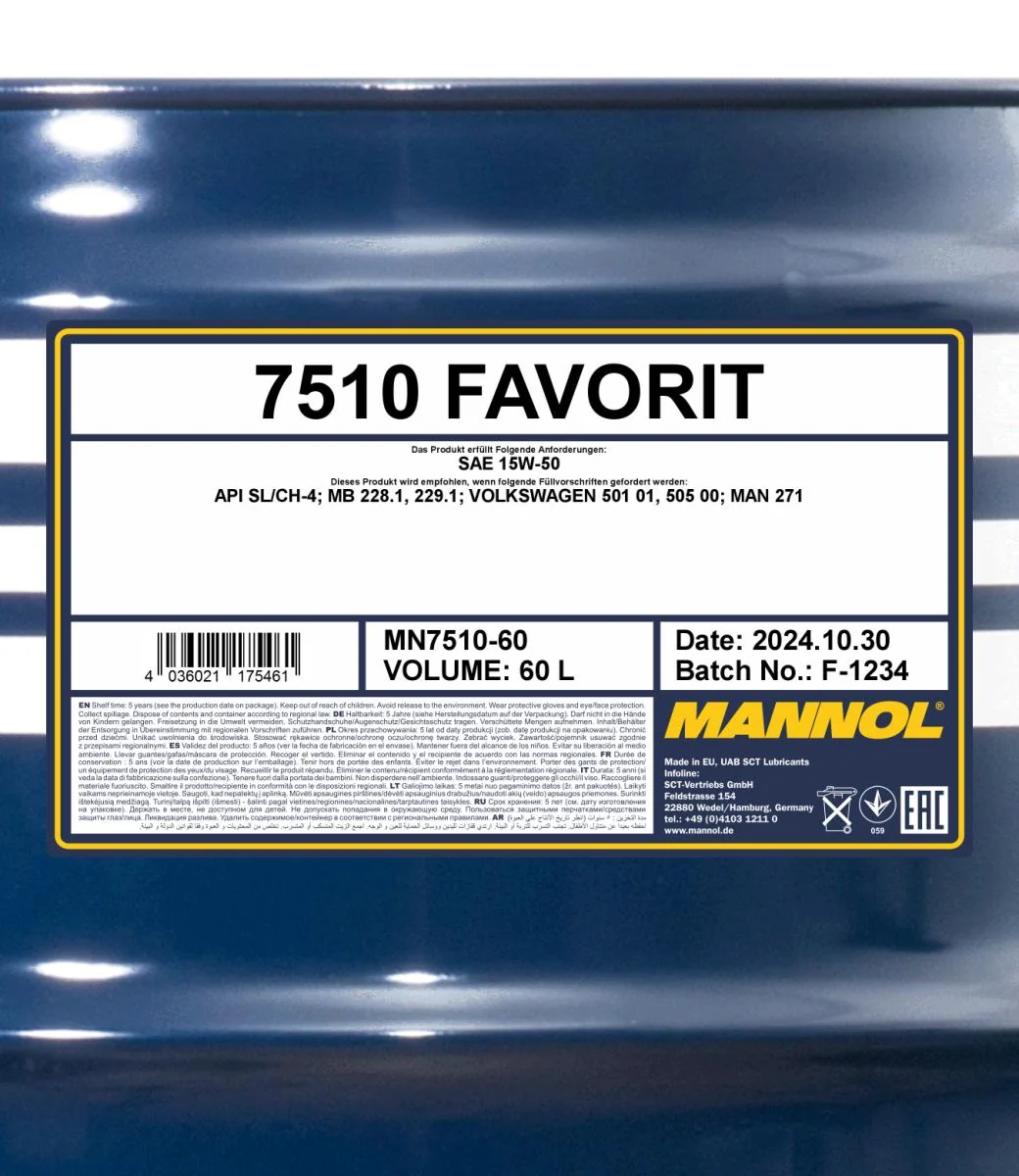 MANNOL® - MN751060 - Favorit 15W-50 7510 60L