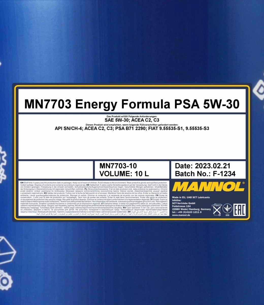 MANNOL® - MN770310 - 7703 Energy Formula PSA 5W-30 10l