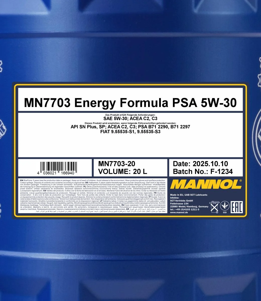 MANNOL® - MN770320 - 7703 Energy Formula PSA 5W-30 20l