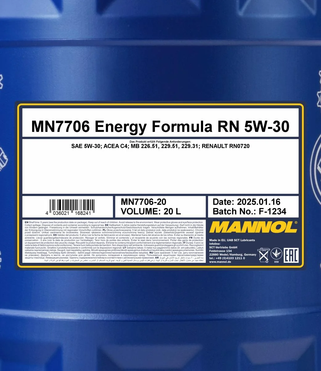 MANNOL® - MN770620 - 7706 Energy Formula RN 5W-30 20l
