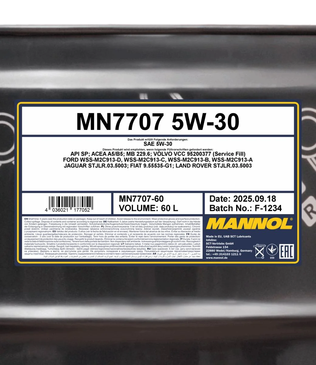 MANNOL® - MN770760 - 7707 Energy Formula FR 5W-30 60l