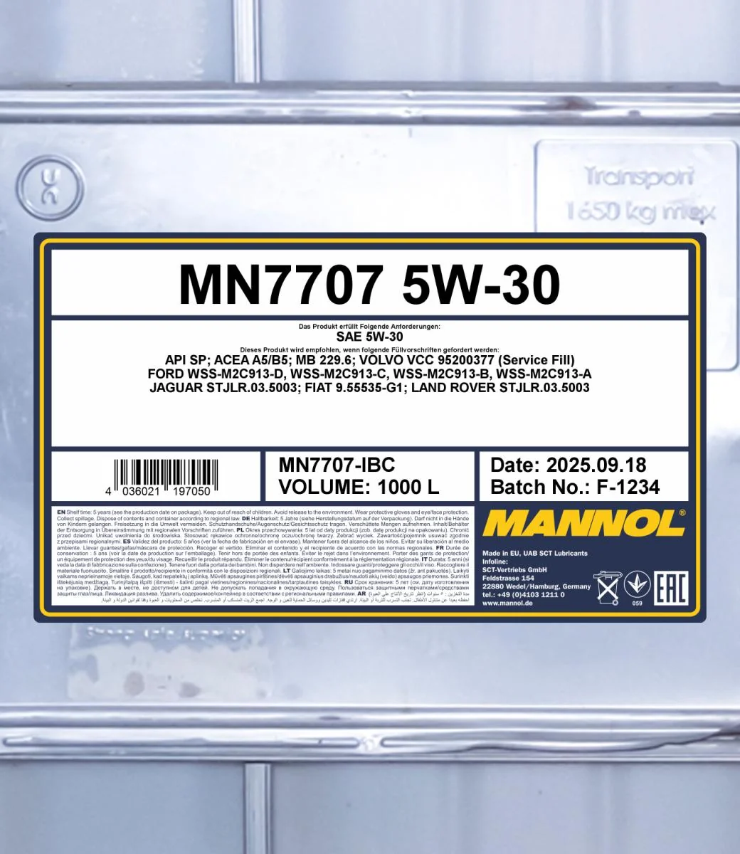MANNOL® - MN7707IBC - 7707 Energy Formula FR 5W-30 1000l