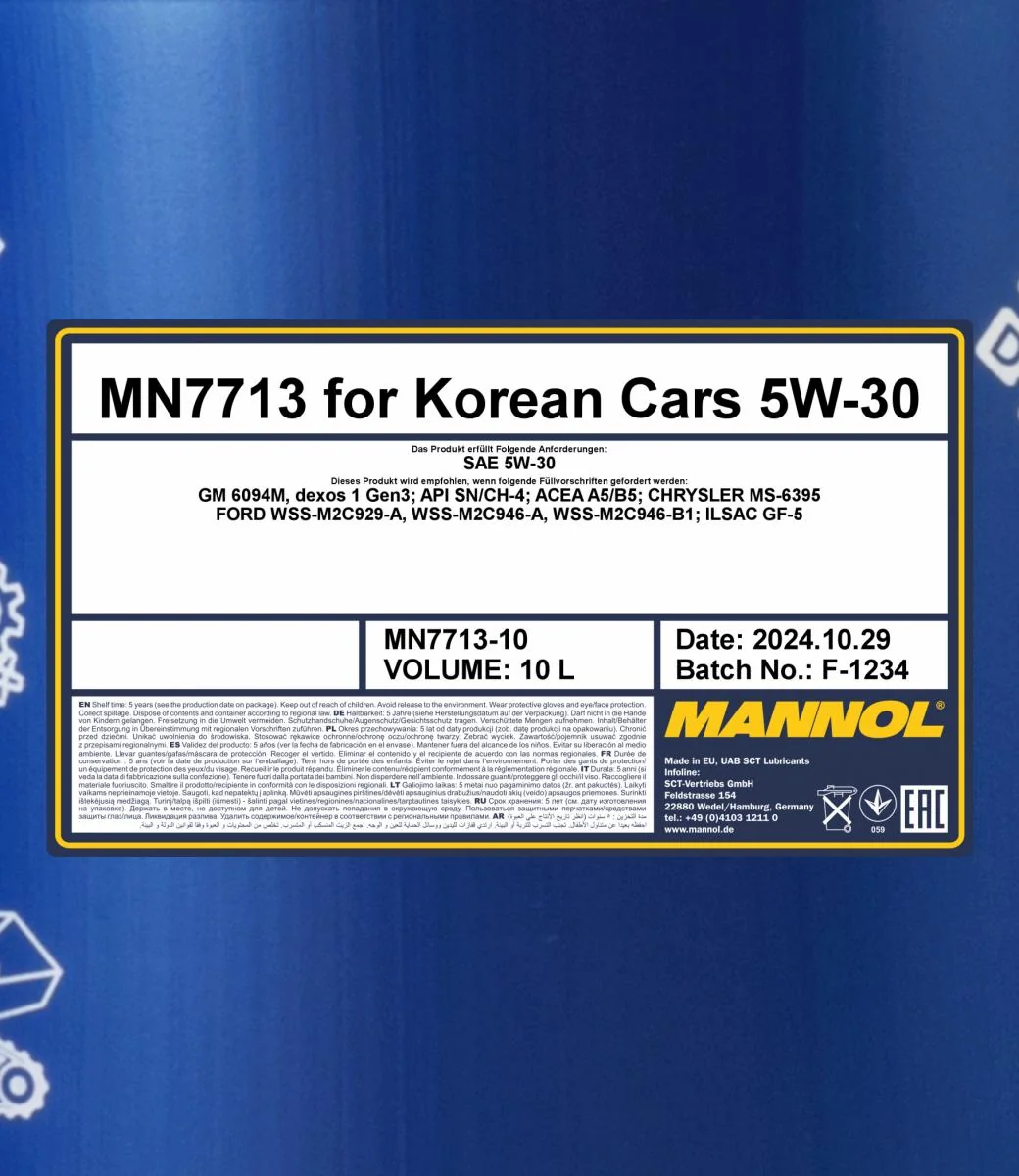 MANNOL® - MN771310 - 7713 For Korean Cars 5W-30 10l