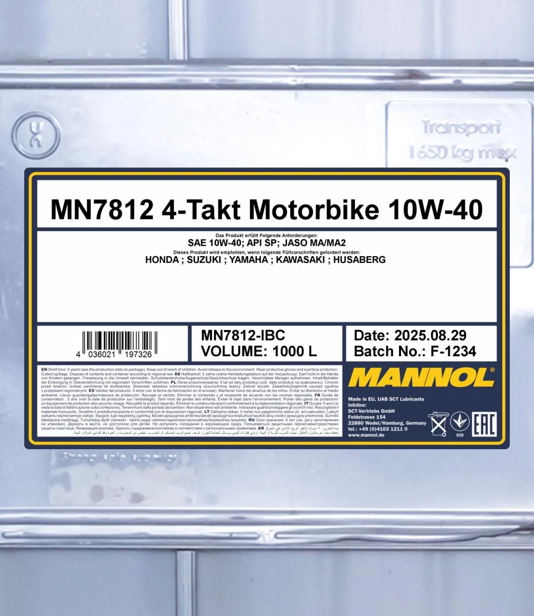 MANNOL® - MN7812IBC - 7812 4-Stroke Motorbike 10W-40 1000L