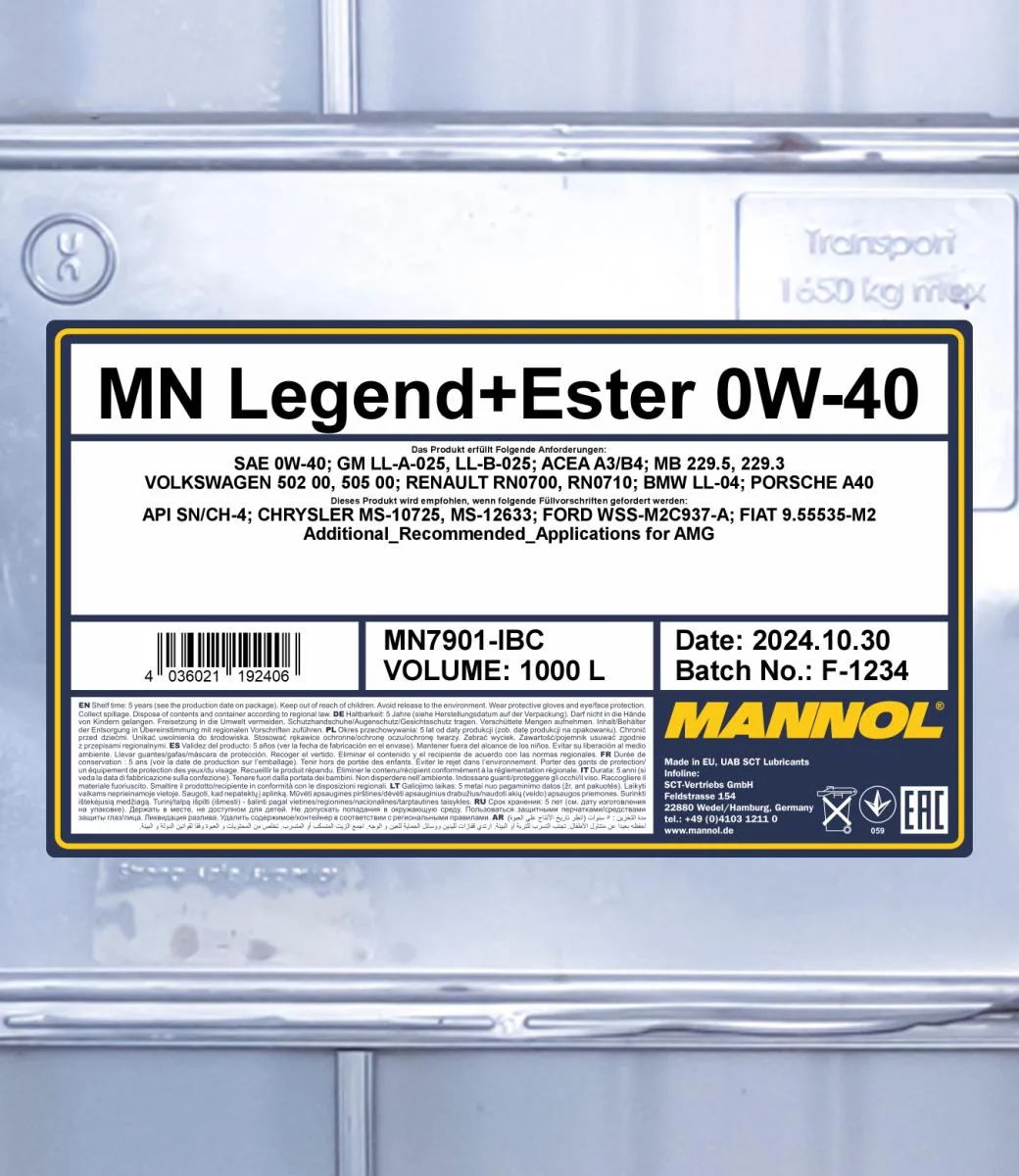 MANNOL® - MN7901IBC - Legend+Ester 0W-40 1000L