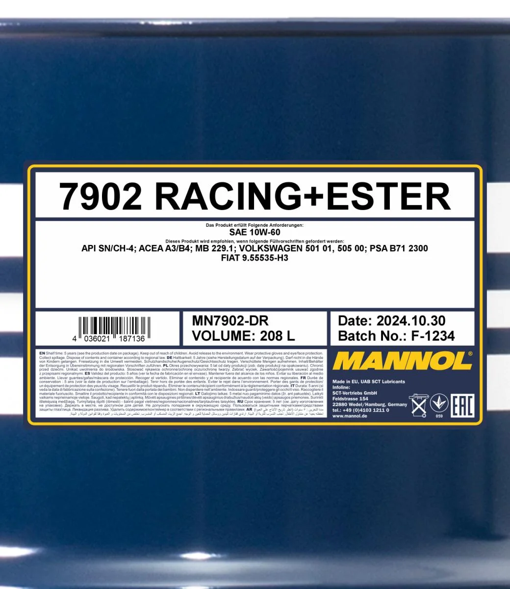 MANNOL® - MN7902DR - Racing+Ester 10W-60 208L