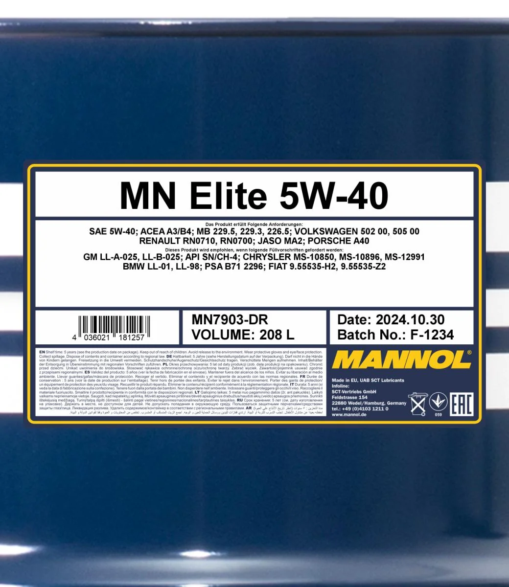 MANNOL® - MN7903DR - Elite 5W-40 208L