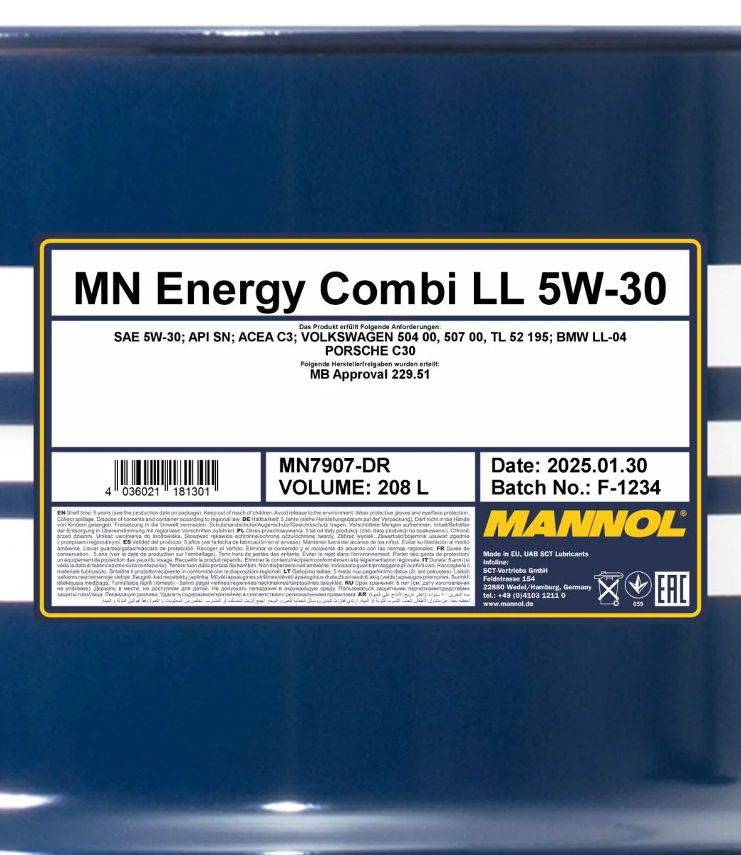 MANNOL® - MN7907DR - Energy Combi LL 5W-30 208L