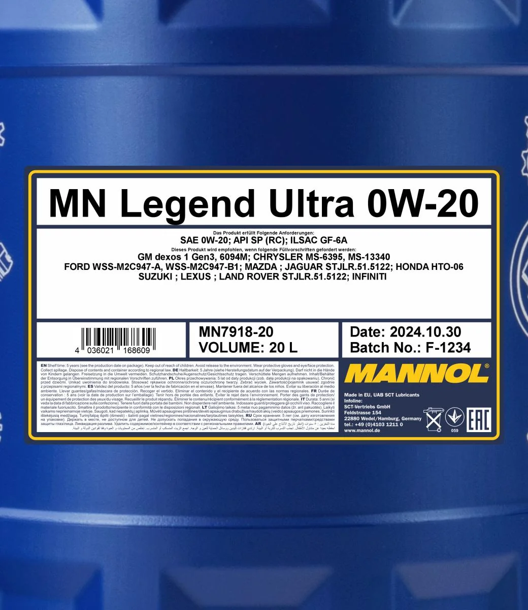 MANNOL® - MN791820 - Legend Ultra 0W-20 20L