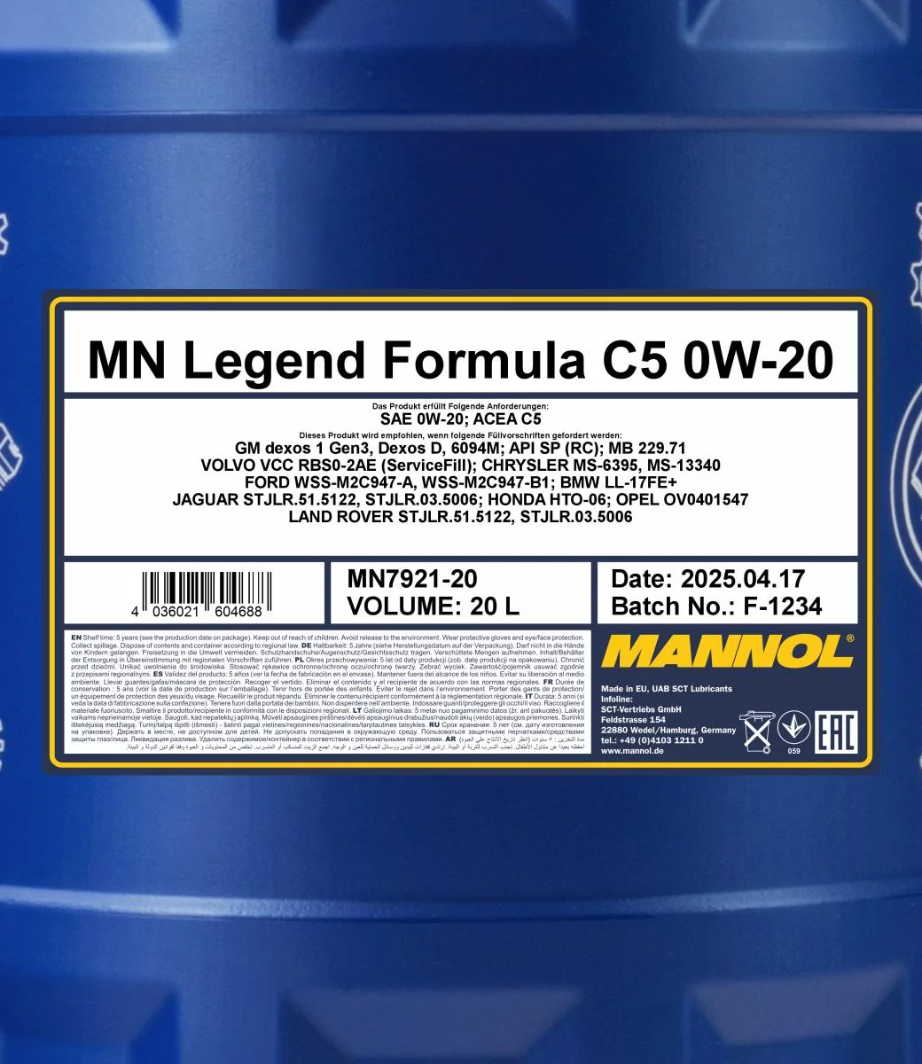 MANNOL® - MN792120 - Legend Formula C5 0W-20 20L