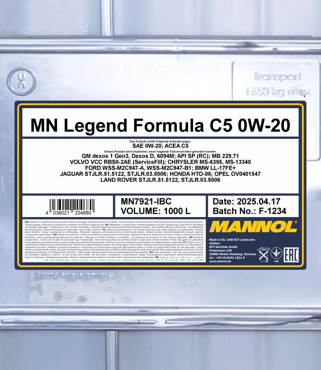 MANNOL® - MN7921IBC - Legend Formula C5 0W-20 1000L