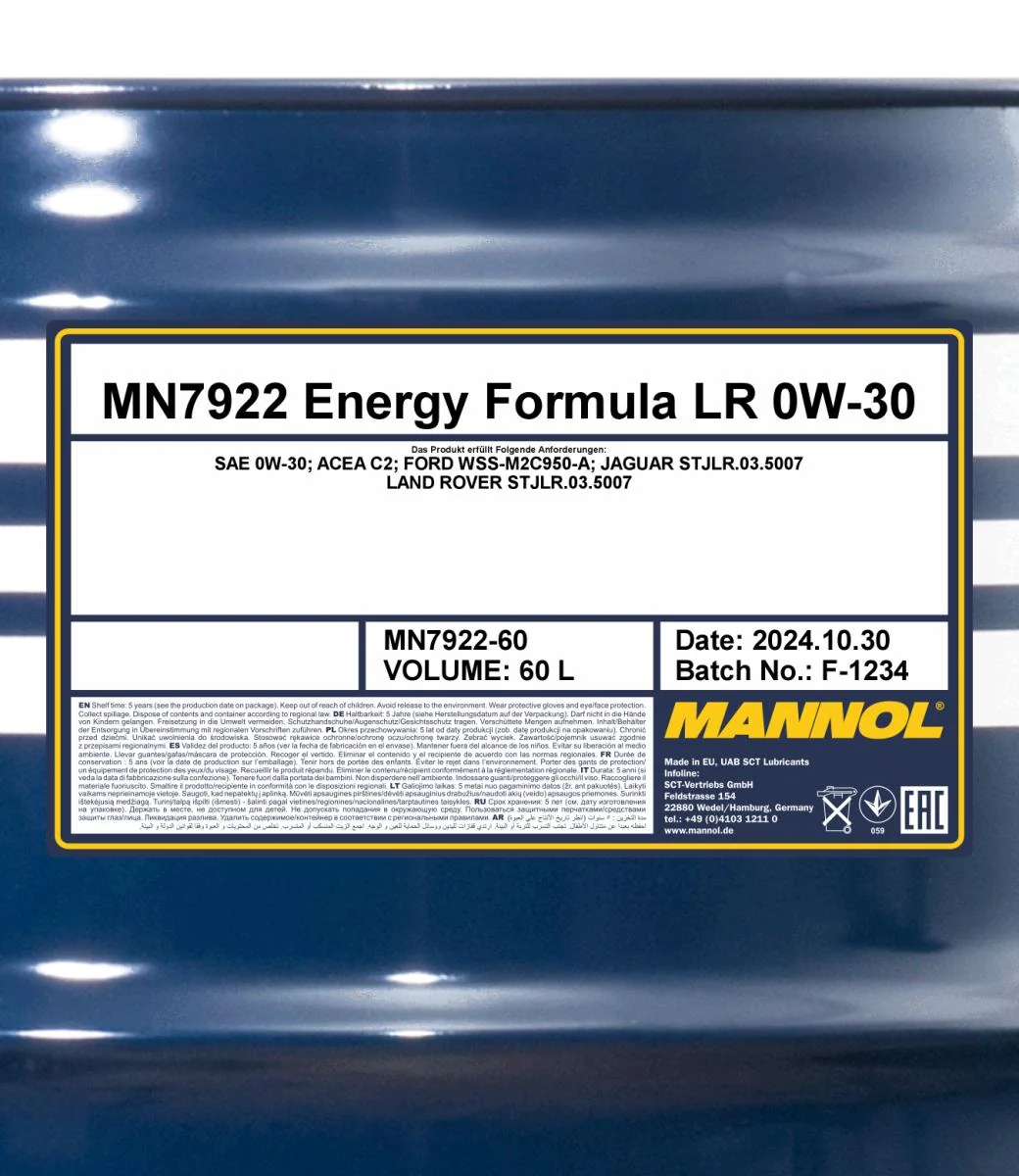 MANNOL® - MN792260 - Energy Formula LR 0W-30 60L