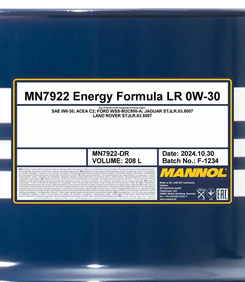MANNOL® - MN7922DR - Energy Formula LR 0W-30 208L