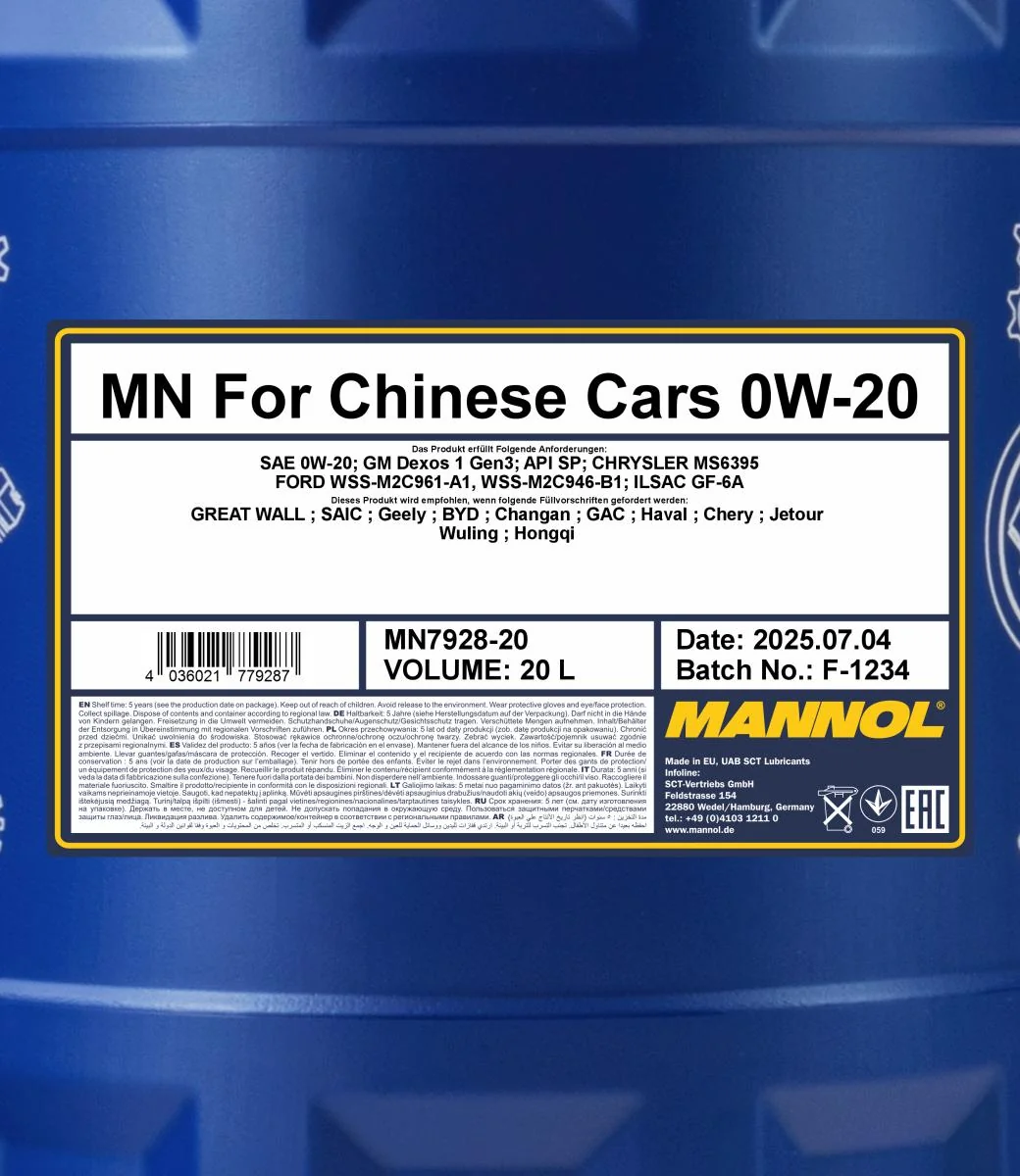 MANNOL® - MN792820 - 7928 For Chinese Cars 0W-20 20L