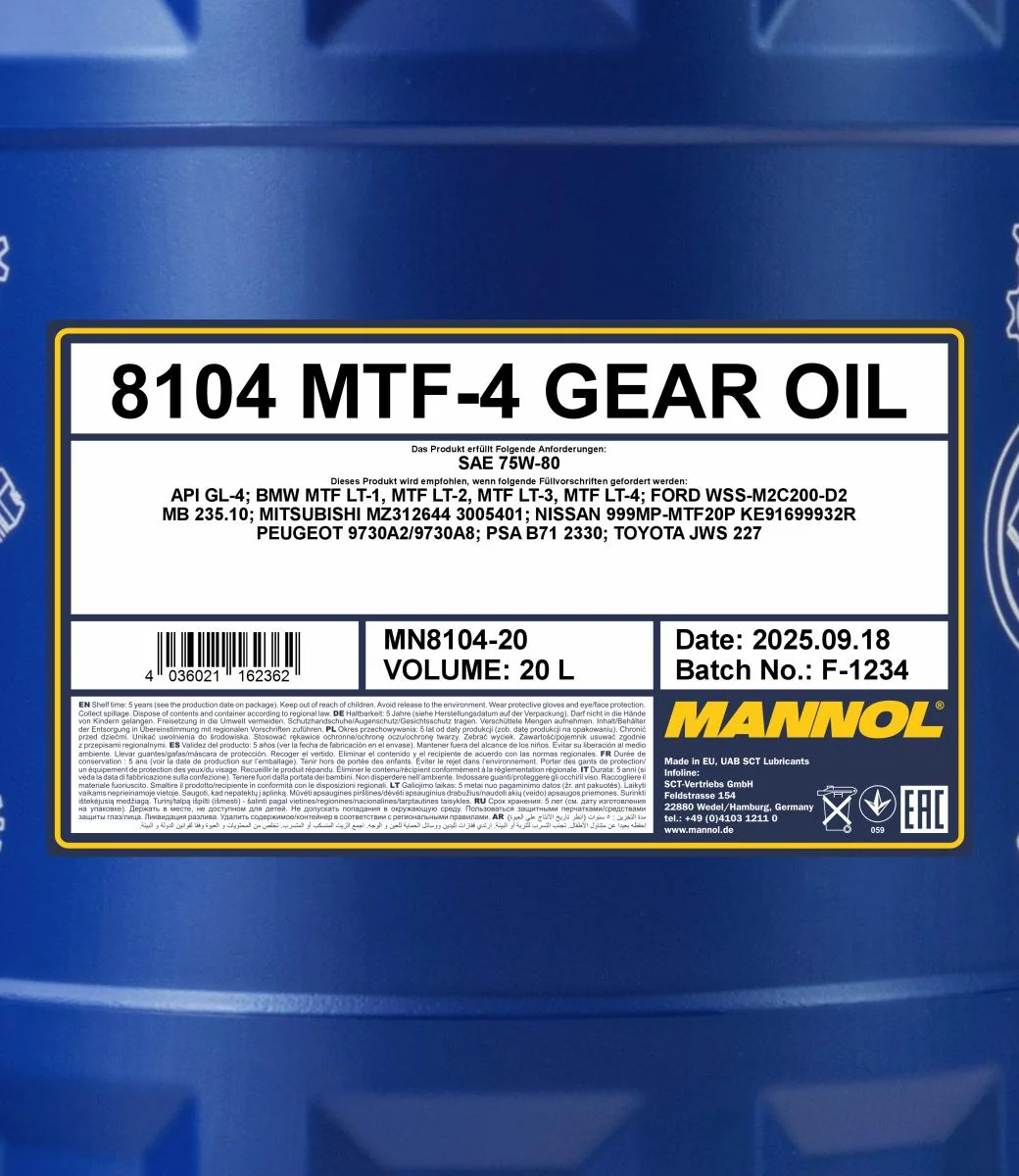 MANNOL® - MN810420 - MTF-4 Gear Oil 75W-80 GL-4 20L