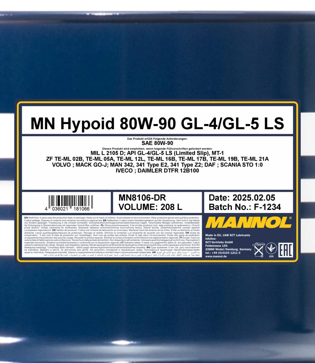 MANNOL® - MN8106DR - Hypoid 80W-90 GL-5 LS 208L