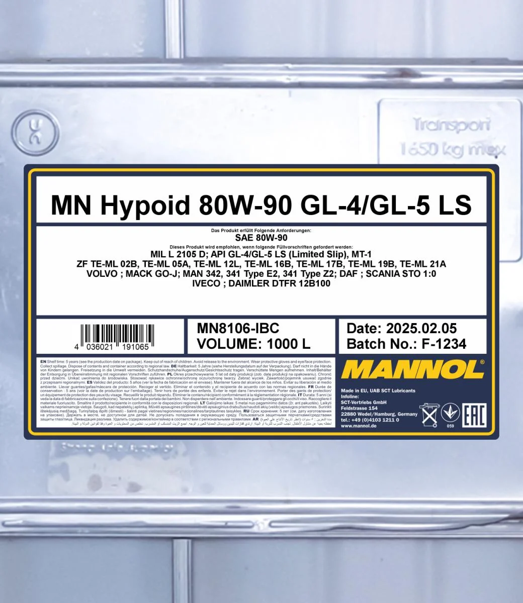 MANNOL® - MN8106IBC - Hypoid 80W-90 GL-5 LS 1000L