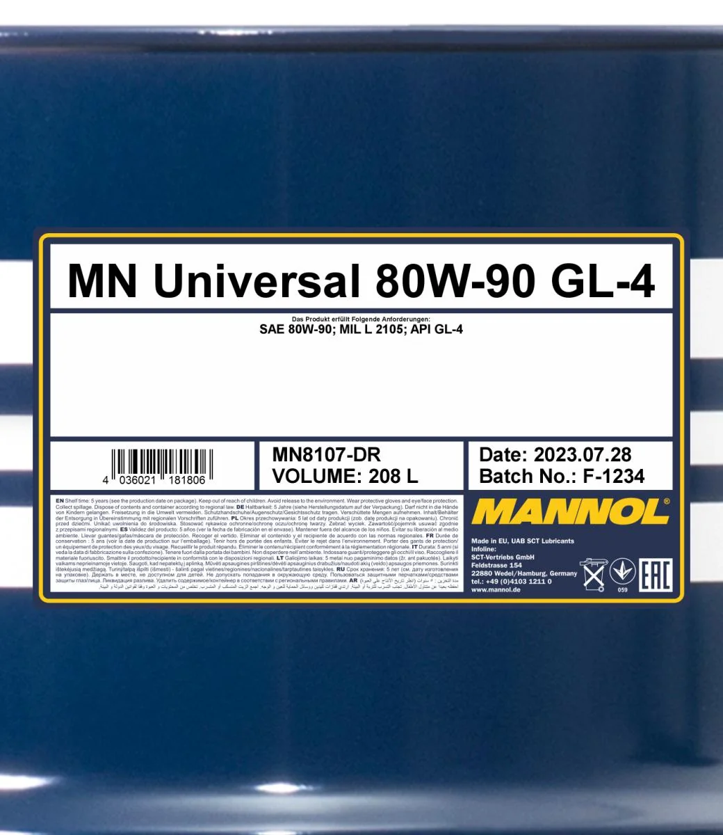 MANNOL® - MN8107DR - Universal 80W-90 GL-4 208L