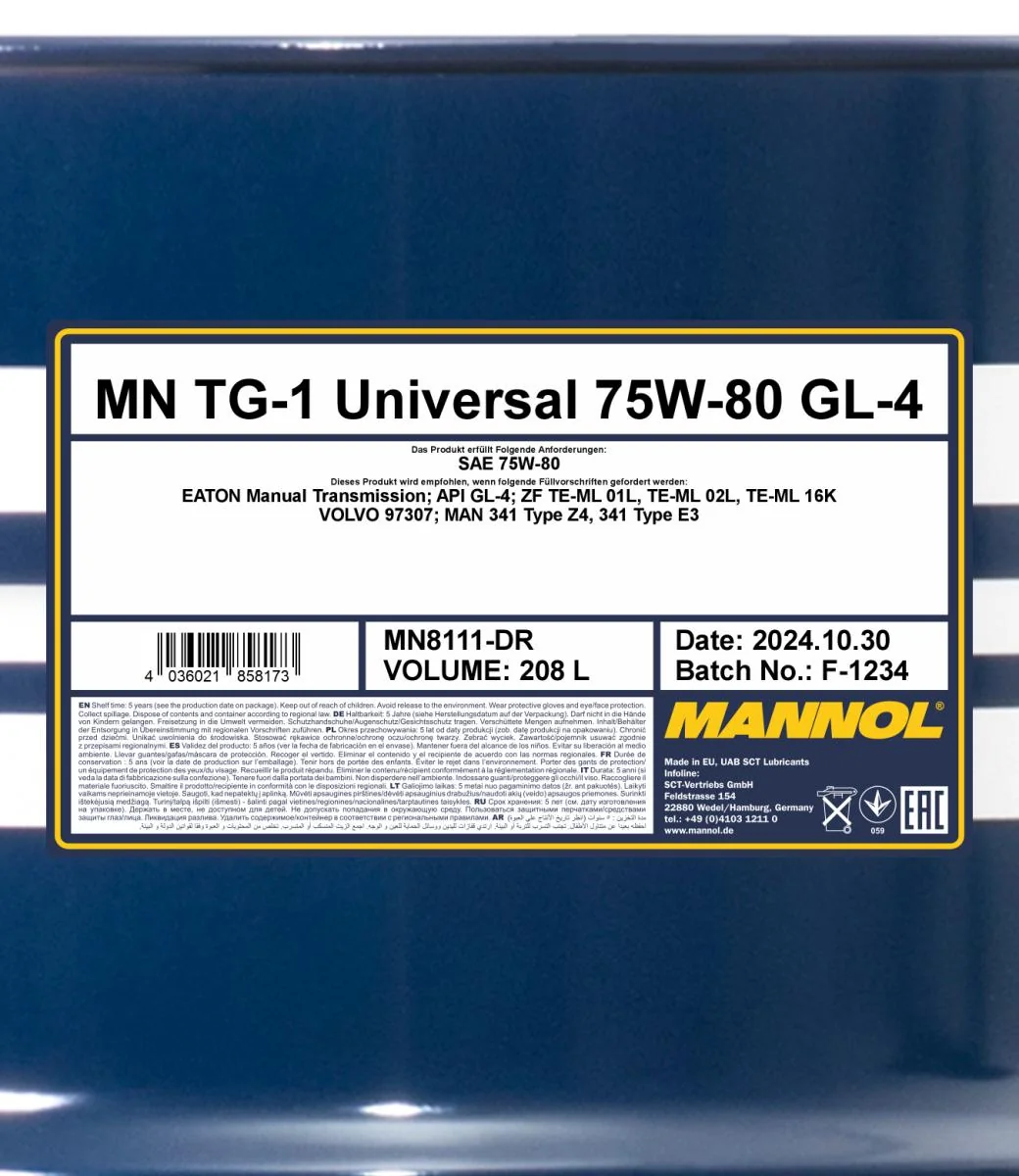 MANNOL® - MN8111DR - 8111 TG-1 Universal GL-4 208L