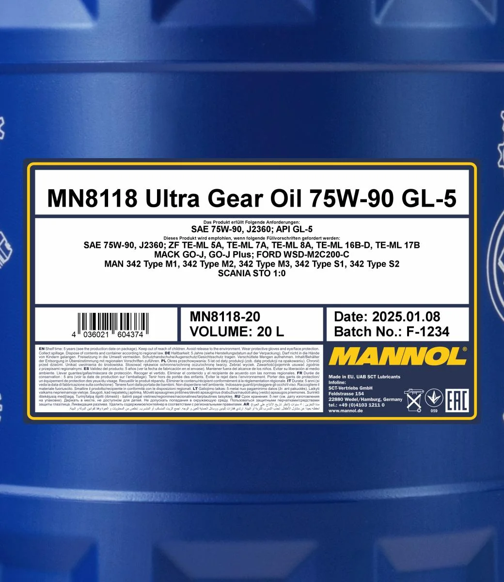 MANNOL® - MN811820 - Ultra Gear Oil 75W-90 GL-5 20L