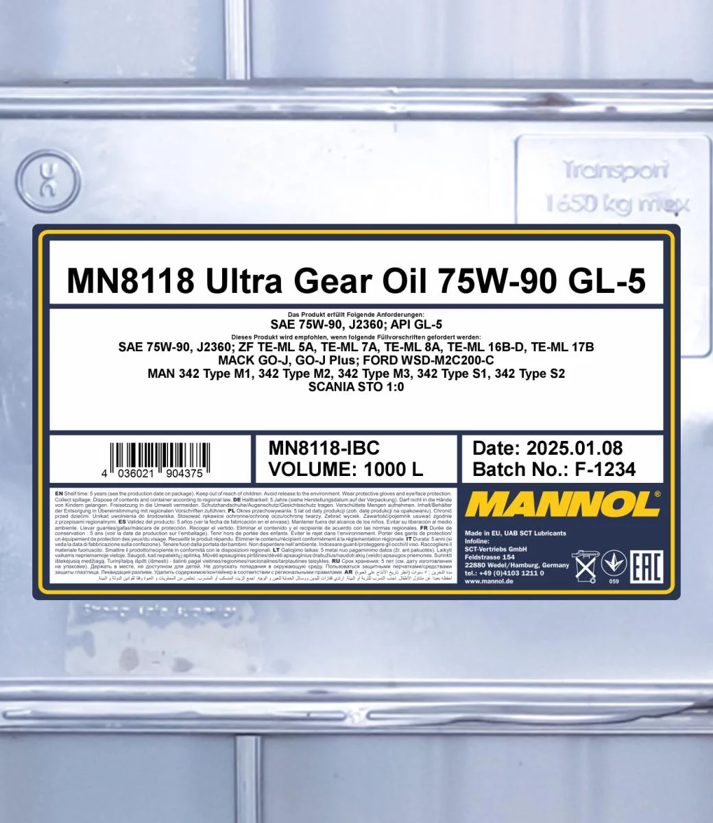 MANNOL® - MN8118IBC - Ultra Gear Oil 75W-90 GL-5 1000L