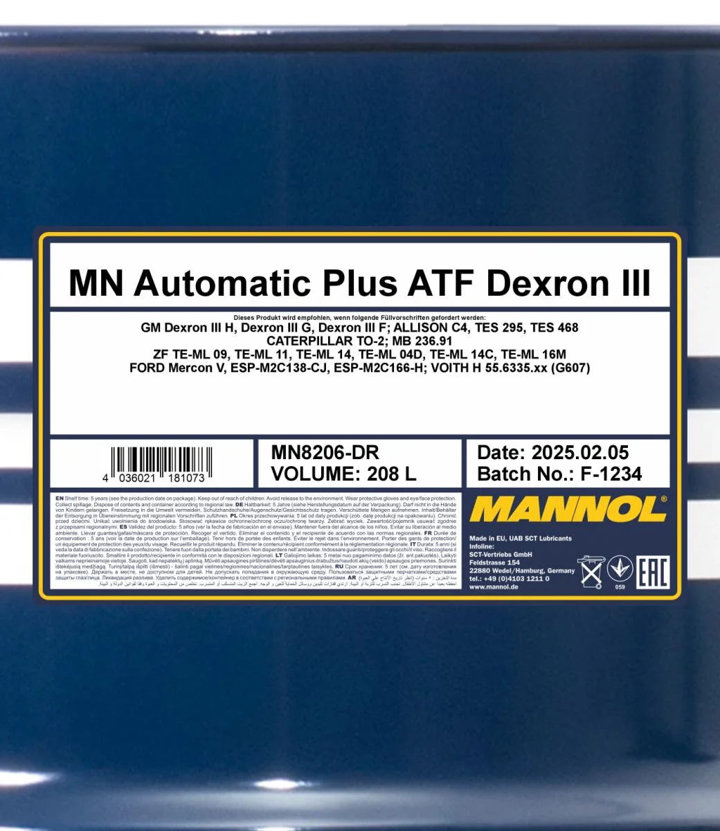 MANNOL® - MN8206DR - Automatic Plus ATF DIII 208L