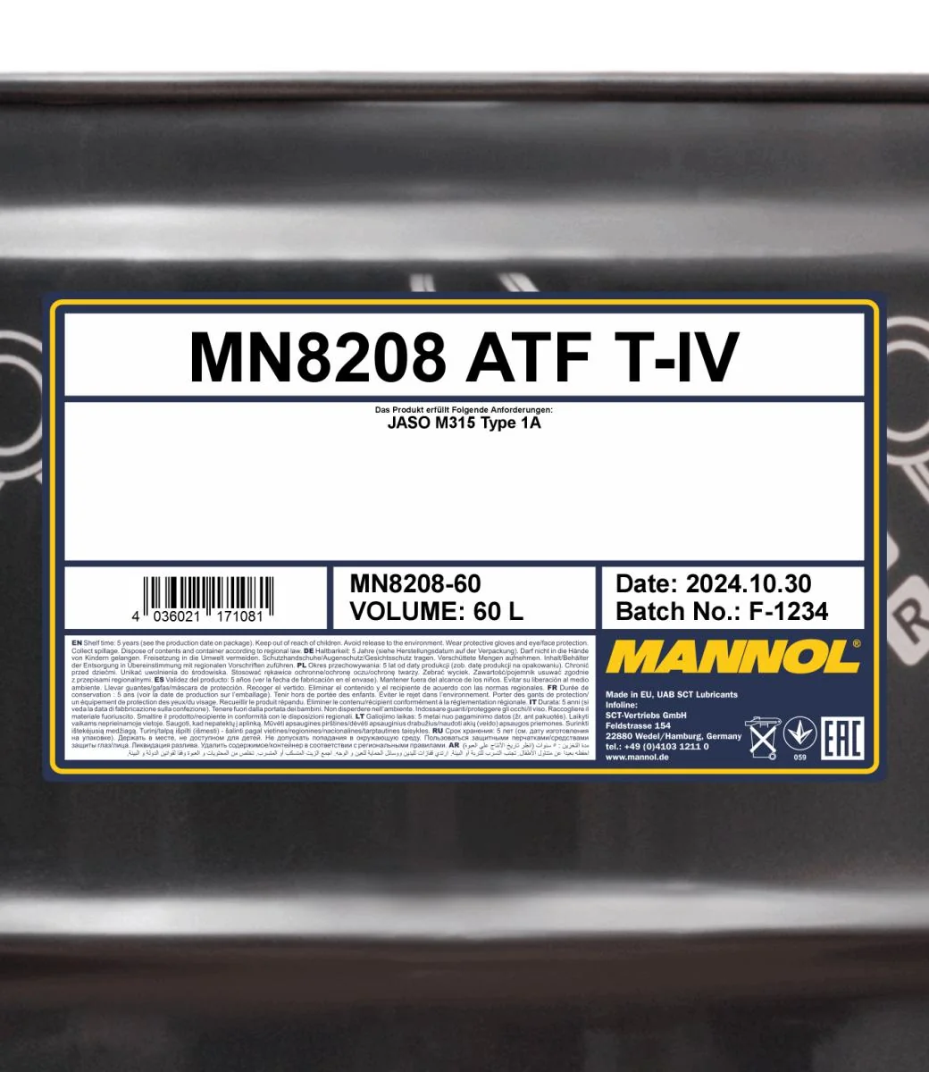 MANNOL® - MN820860 - 8208 ATF T-IV 60L