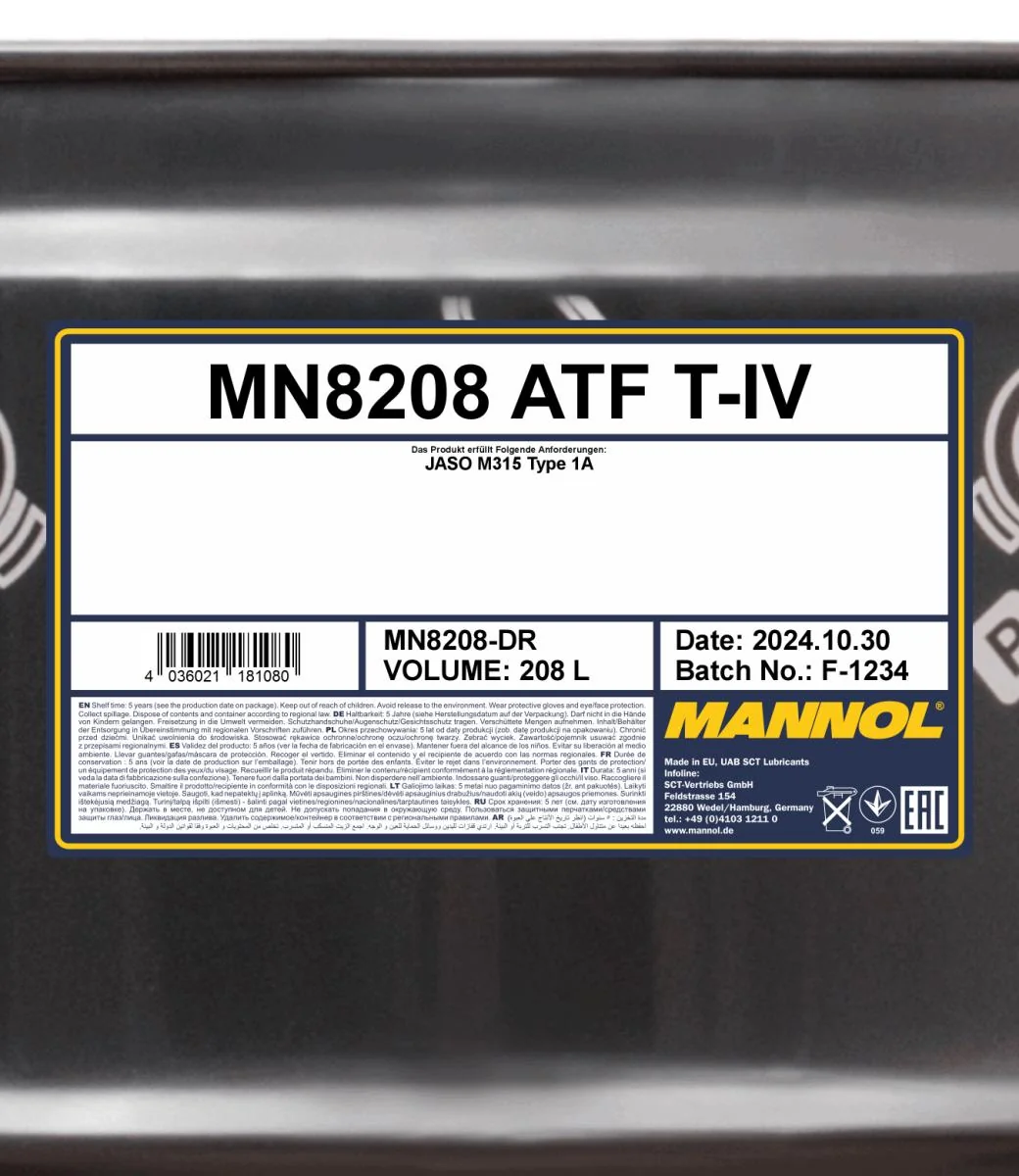 MANNOL® - MN8208DR - 8208 ATF T-IV 208L