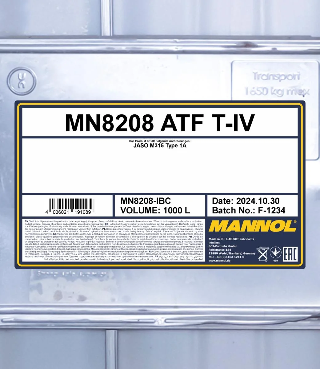 MANNOL® - MN8208IBC - 8208 ATF T-IV 1000L