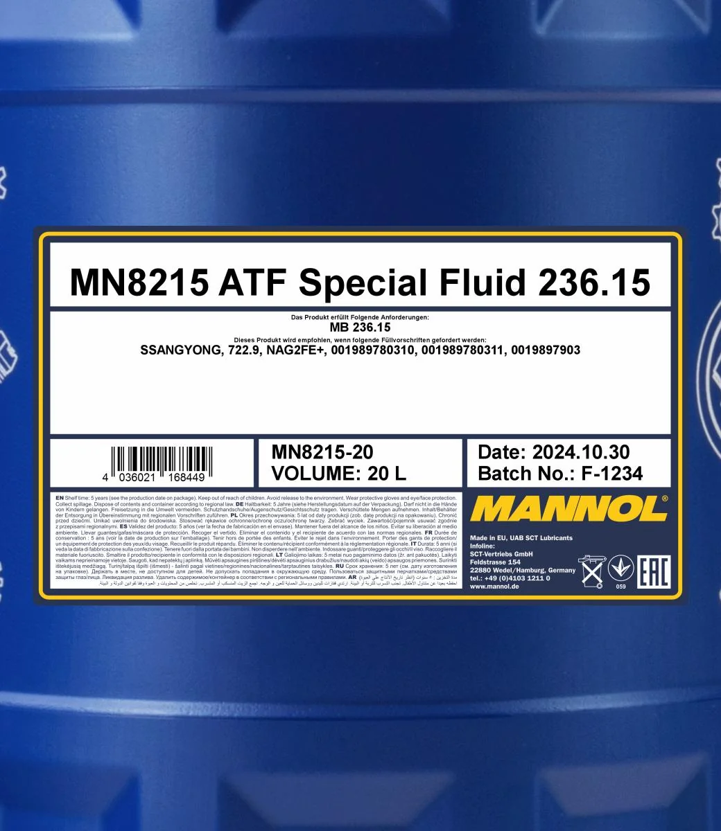 MANNOL® - MN821520 - 8215 ATF Special Fluid 236.15 20L