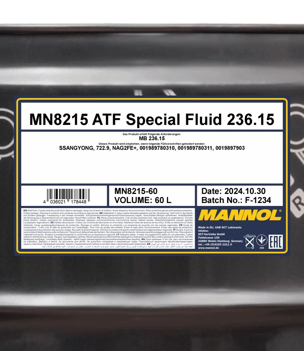 MANNOL® - MN821560 - 8215 ATF Special Fluid 236.15 60L