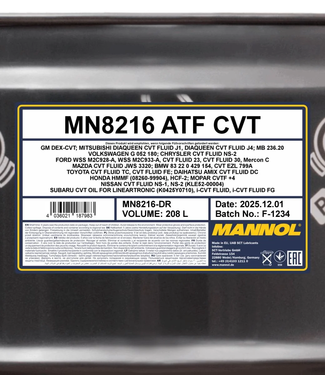 MANNOL® - MN8216DR - 8216 ATF CVT 208L